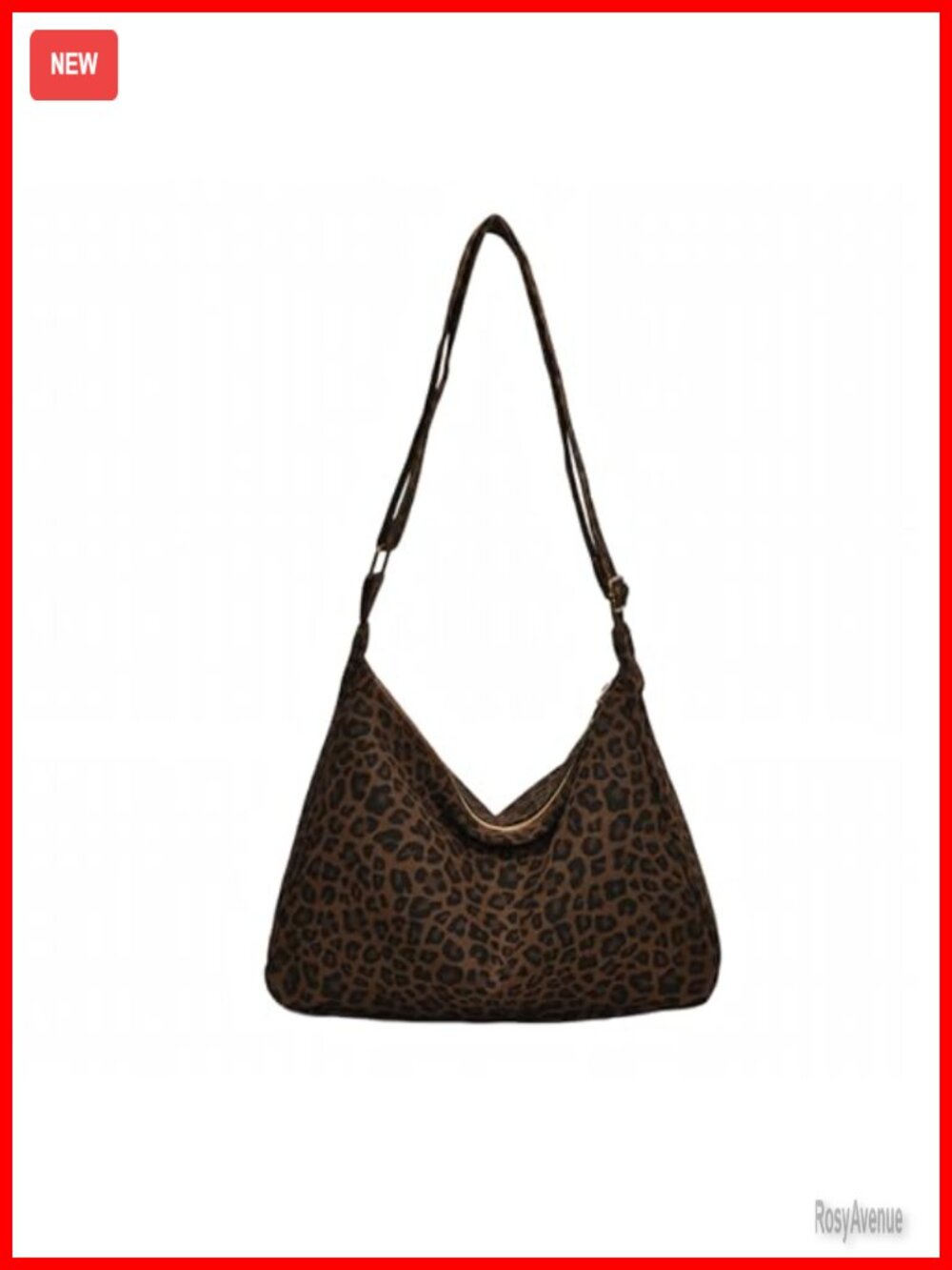 Canvas Hobo Shoulder Bag Leopard Cheetah Print Tote Adjustable Strap